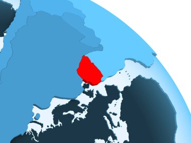 Uruguay şeffaf okyanuslar ile siyasi küre mavi 3 boyutlu model üzerinde vurgulanır. 3D çizim.