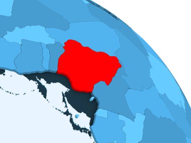 Nijerya şeffaf okyanuslar ile siyasi küre mavi 3 boyutlu model üzerinde vurgulanır. 3D çizim.