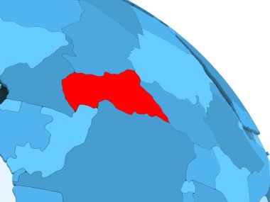 Orta Afrika mavi 3d modeli şeffaf okyanuslar ile siyasi dünya bir vurgulanmış. 3D çizim.