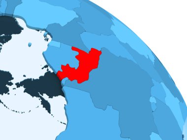 Kongo şeffaf okyanuslar ile siyasi küre mavi 3 boyutlu model üzerinde vurgulanır. 3D çizim.
