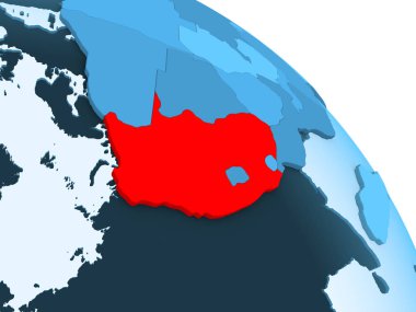 Güney Afrika mavi 3d modeli bir siyasi dünya şeffaf okyanuslar ile vurgulanır. 3D çizim.