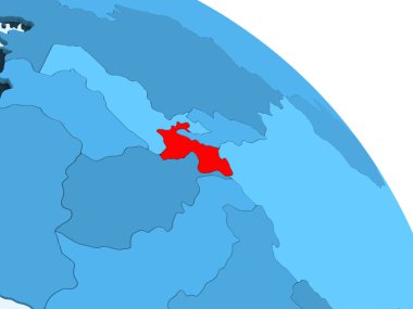 Tacikistan şeffaf okyanuslar ile siyasi küre mavi 3 boyutlu model üzerinde vurgulanır. 3D çizim.