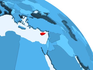 Kıbrıs şeffaf okyanuslar ile siyasi küre mavi 3 boyutlu model üzerinde vurgulanır. 3D çizim.