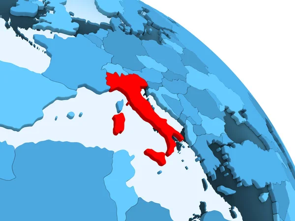 Італія Виділені Синій Моделі Політичних Глобус Прозорого Океанів Ілюстрація — стокове фото