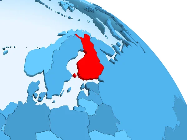 Finlandia Wyróżnione Niebieski Model Globus Polityczny Przezroczystym Oceanów Ilustracja — Zdjęcie stockowe