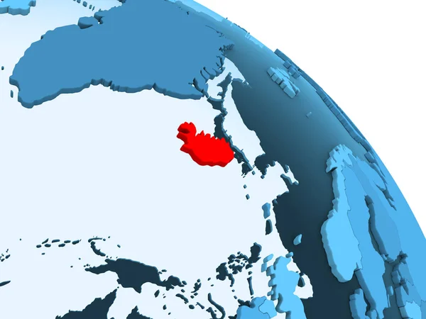 Islandia Wyróżnione Niebieski Model Globus Polityczny Przezroczystym Oceanów Ilustracja — Zdjęcie stockowe