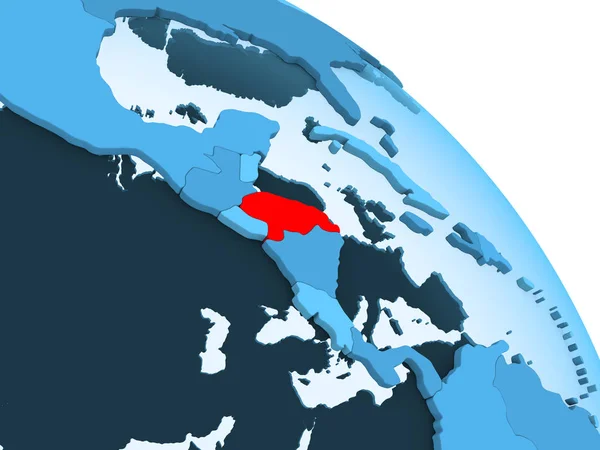 Honduras Wyróżnione Niebieski Model Globus Polityczny Przezroczystym Oceanów Ilustracja — Zdjęcie stockowe