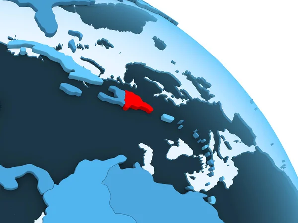 Доминиканская Республика Выделила Голубую Модель Политического Земного Шара Прозрачными Океанами — стоковое фото