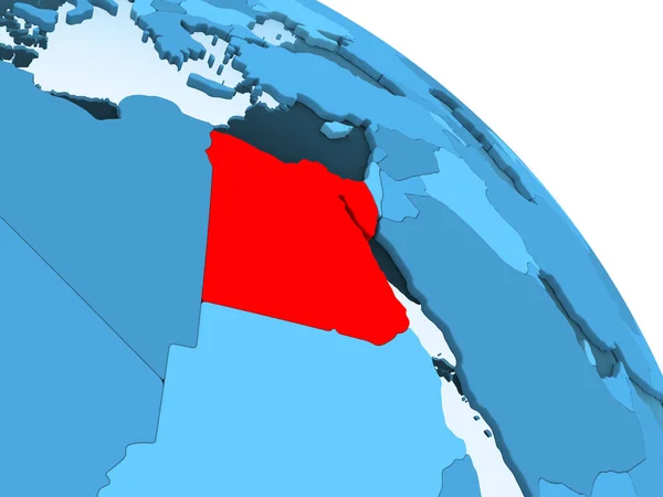 Egypte Gemarkeerd Blauwe Model Van Politieke Wereldbol Met Transparante Oceanen — Stockfoto