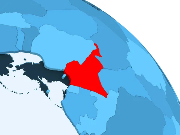 Kamerun Markeras Blå Modell Politiska Världen Med Öppet Hav Illustration — Stockfoto