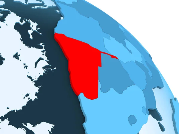 Намибия Выделила Голубую Модель Политического Глобуса Прозрачными Океанами Иллюстрация — стоковое фото