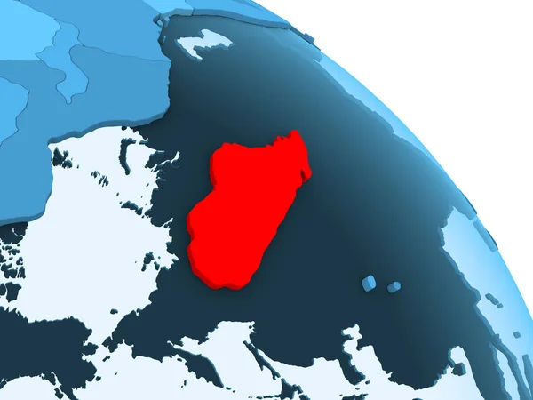 Madagaskar Markeras Blå Modell Politiska Världen Med Öppet Hav Illustration — Stockfoto