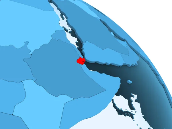 Dschibuti Auf Blauem Modell Des Politischen Globus Mit Transparenten Ozeanen — Stockfoto