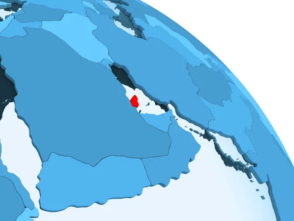 Катар Выделил Голубую Модель Политического Глобуса Прозрачными Океанами Иллюстрация — стоковое фото
