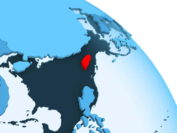 Tajwan Wyróżnione Niebieski Model Globus Polityczny Przezroczystym Oceanów Ilustracja — Zdjęcie stockowe