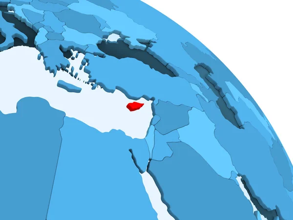 Zypern Auf Blauem Modell Des Politischen Globus Mit Transparenten Ozeanen — Stockfoto