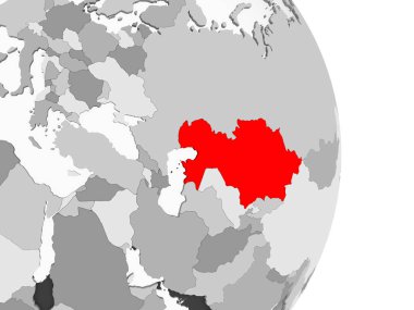 Çin kırmızı şeffaf okyanuslar ile gri siyasi dünya üzerinde vurgulanır. 3D çizim.