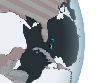 Bahamalar katıştırılmış bayrak ile siyasi dünya üzerinde. 3D çizim.