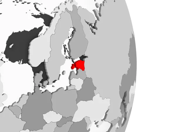 Estland Rot Hervorgehoben Auf Grauem Politischen Globus Mit Transparenten Ozeanen — Stockfoto