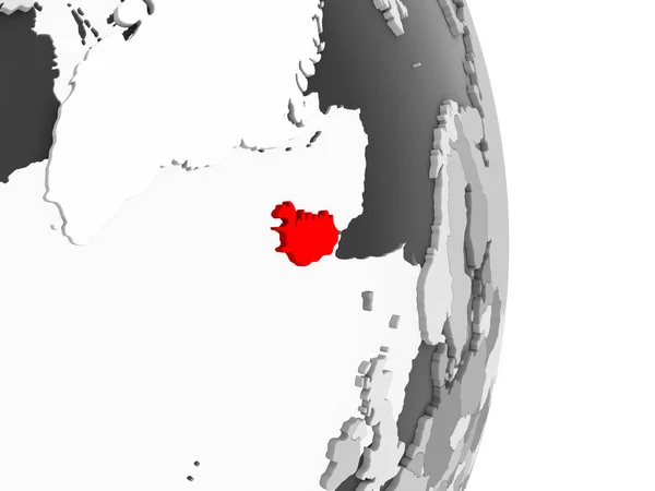 Island Rött Grå Politiska Jordglob Med Öppet Hav Illustration — Stockfoto