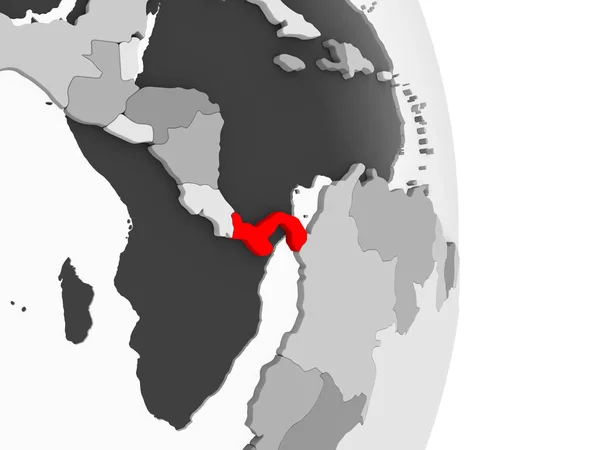 パナマは 透明な海と灰色の政治世界の赤で強調表示されます イラストレーション — ストック写真