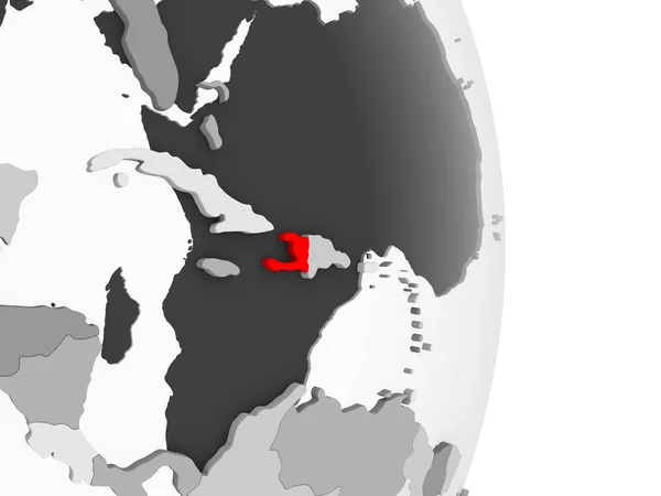 Гаити Выделяется Красным Сером Политическом Глобусе Прозрачными Океанами Иллюстрация — стоковое фото