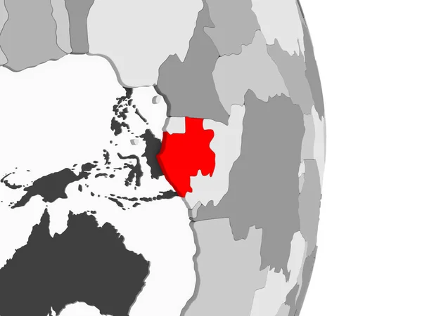 Gabon Rött Grå Politiska Jordglob Med Öppet Hav Illustration — Stockfoto