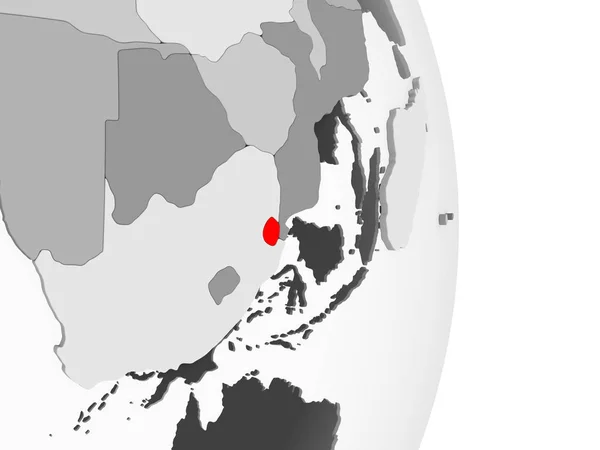 Svaziland Kırmızı Şeffaf Okyanuslar Ile Gri Siyasi Dünya Üzerinde Vurgulanır — Stok fotoğraf