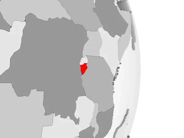 Бурундійський Виділено Червоним Кольором Сірий Політичних Глобусом Допомогою Прозорих Океанів — стокове фото