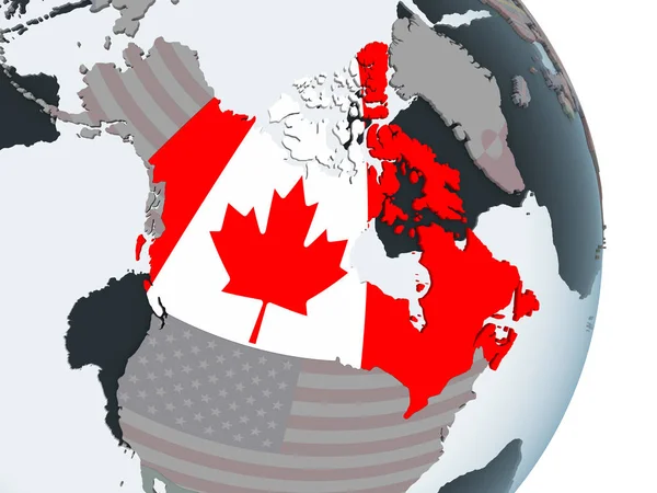 Kanada Politické Globe Vloženými Vlajky Obrázek — Stock fotografie