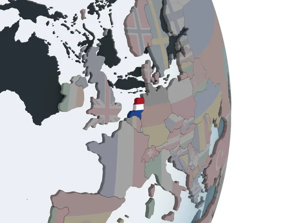Netherlands Political Globe Embedded Flag Illustration — Stock Photo, Image