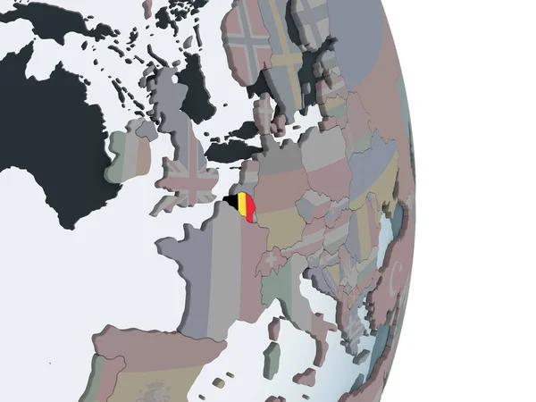 Belgium Politikai Világ Beágyazott Zászló Illusztráció — Stock Fotó