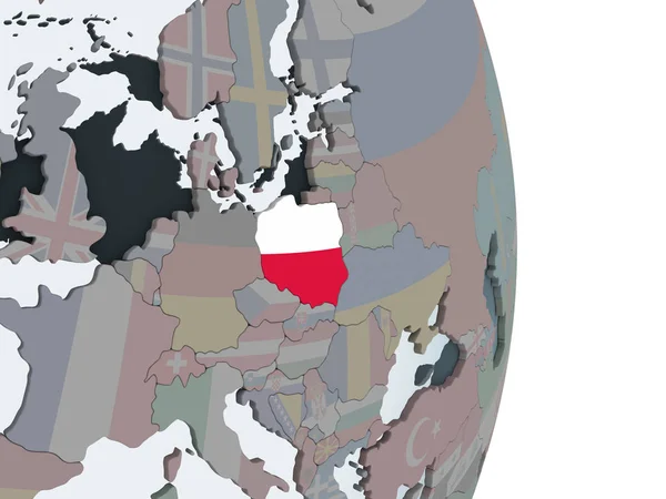 Польша Политическом Глобусе Встроенным Флагом Иллюстрация — стоковое фото