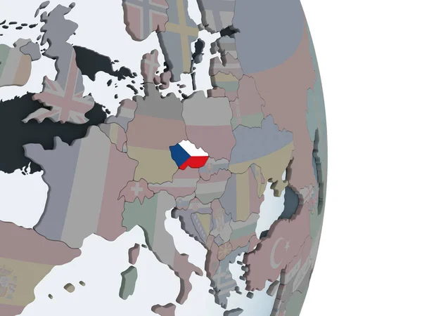 Czech Republic Political Globe Embedded Flag Illustration — Stock Photo, Image