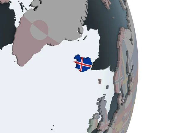 Islandia Mundo Político Con Bandera Incrustada Ilustración — Foto de Stock