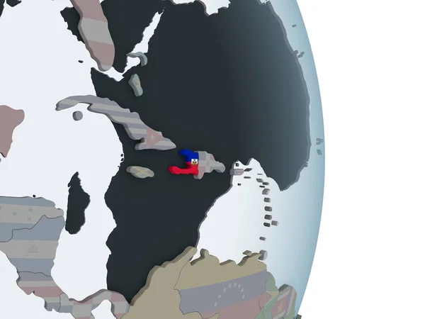 Гаити Политическом Глобусе Встроенным Флагом Иллюстрация — стоковое фото