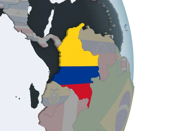 埋め込みフラグと政治の世界のコロンビア イラストレーション — ストック写真