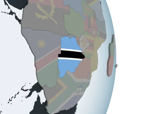 Botswana Politické Globe Vloženými Vlajky Obrázek — Stock fotografie