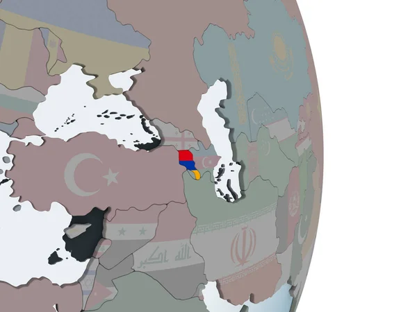 亚美尼亚政治地球仪嵌入式标志 — 图库照片