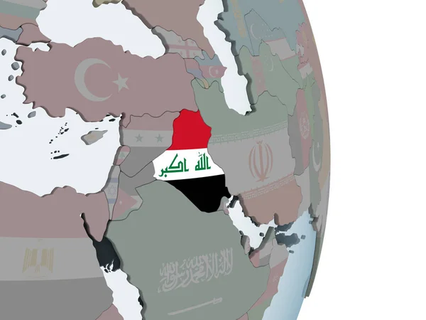 Irak Politieke Wereldbol Met Ingesloten Vlag Illustratie — Stockfoto