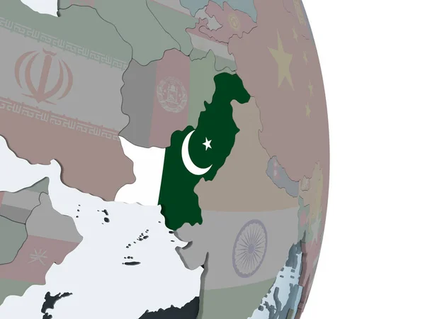 Pakistan Politiska Jordglob Med Inbäddade Flagga Illustration — Stockfoto