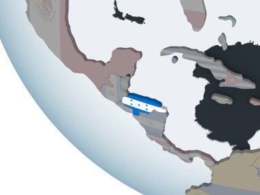 Honduras katıştırılmış bayrak ile siyasi dünya üzerinde. 3D çizim.