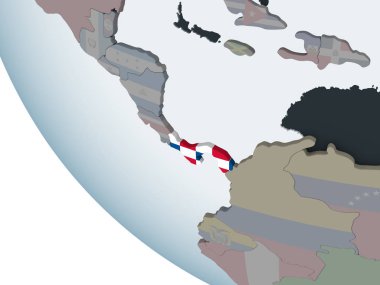 Panama katıştırılmış bayrak ile siyasi dünya üzerinde. 3D çizim.