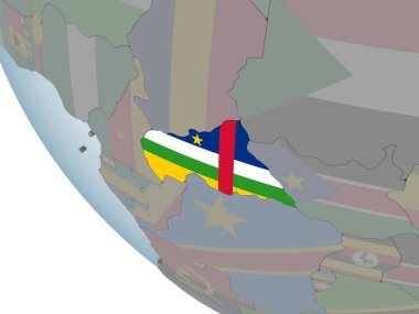 Orta Afrika katıştırılmış bayrak ile siyasi dünya üzerinde. 3D çizim.