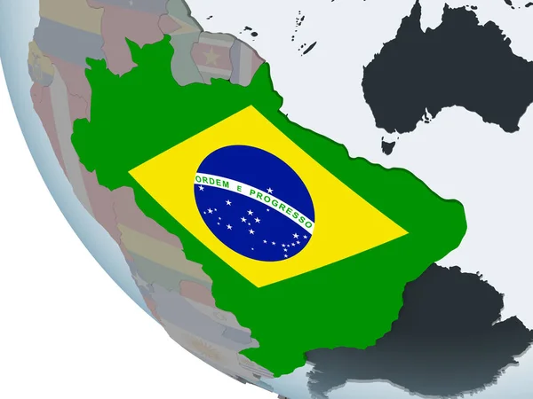 Brazil Political Globe Embedded Flag Illustration — Stock Photo, Image