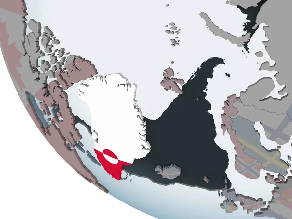 Гренландия Политическом Глобусе Встроенным Флагом Иллюстрация — стоковое фото