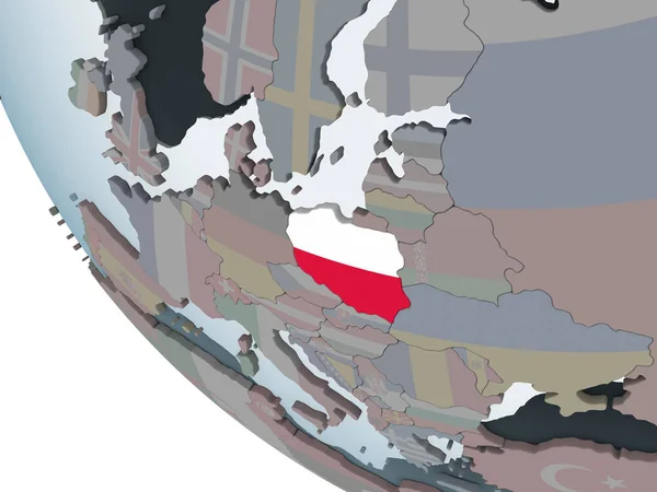 Lengyelország Politikai Világ Beágyazott Zászló Illusztráció — Stock Fotó