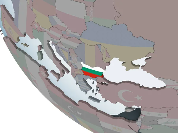 Bułgaria Globus Polityczny Flagą Osadzonych Ilustracja — Zdjęcie stockowe