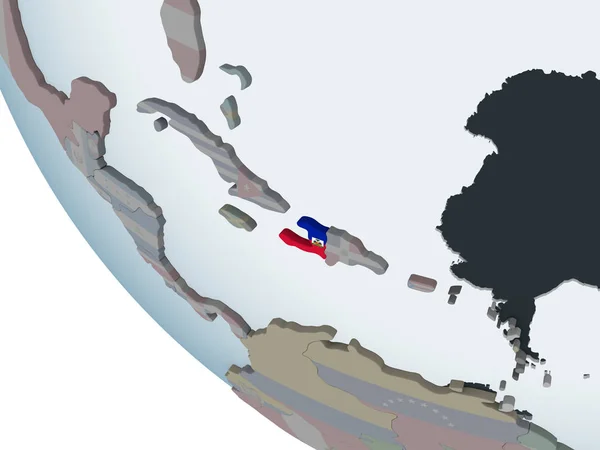 Haiti Politikai Globe Beágyazott Zászló Illusztráció — Stock Fotó