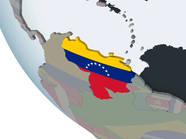 Wenezuela Globus Polityczny Flagą Osadzonych Ilustracja — Zdjęcie stockowe